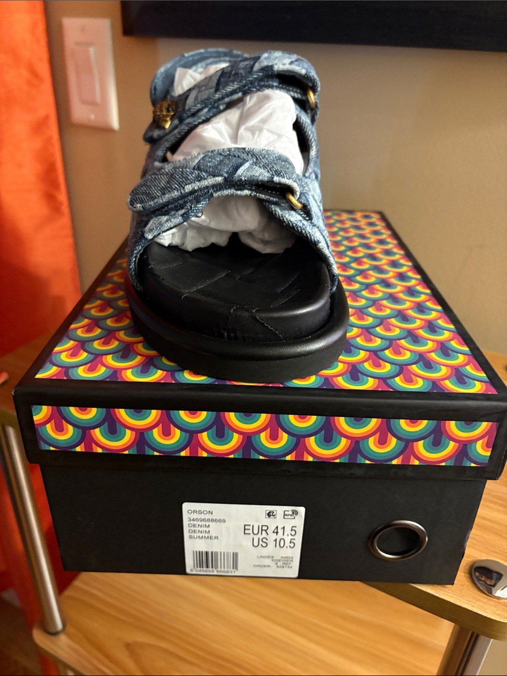 Karl Lagerfeld Denim Blue Woven Platform Sandals - Picture 4 of 4